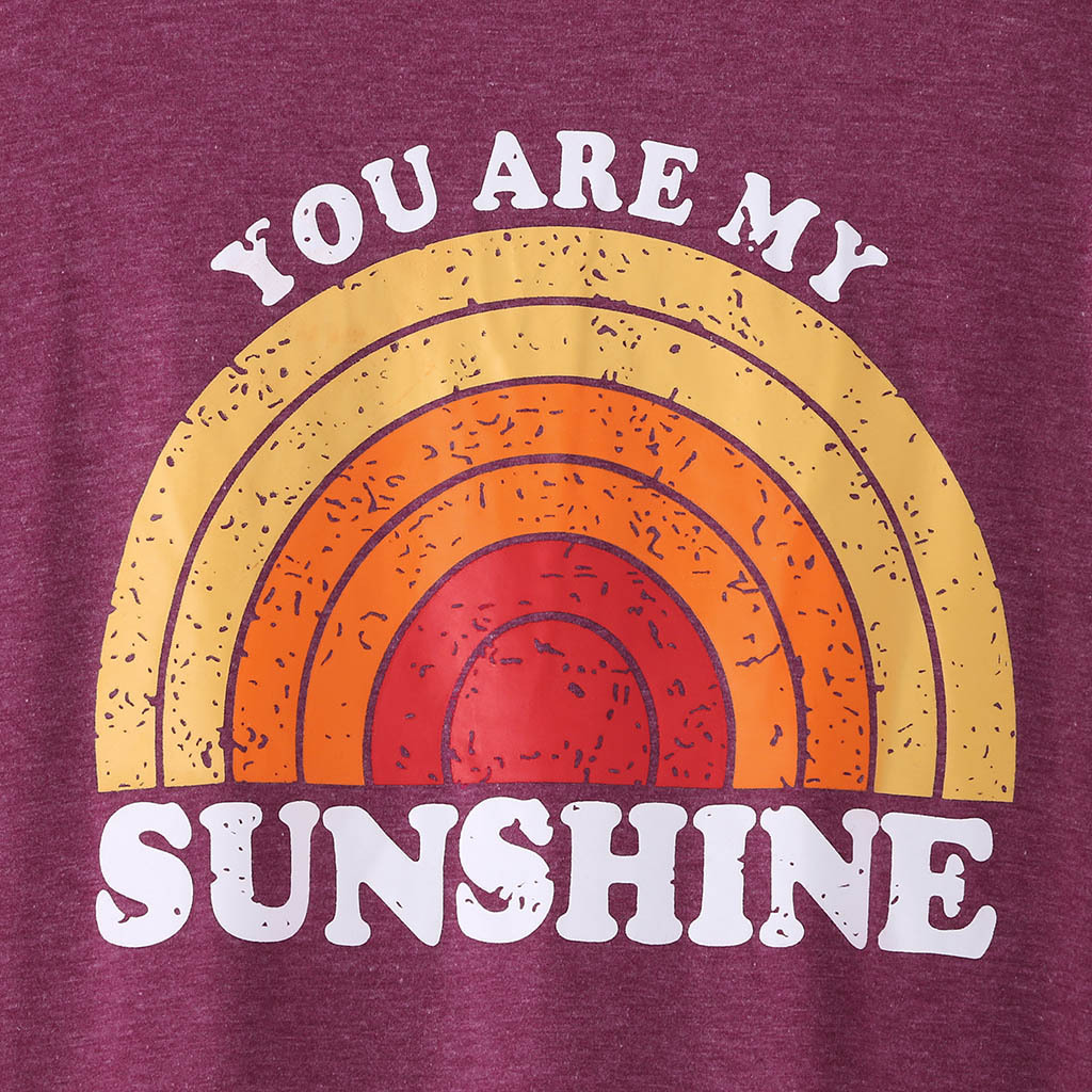 sunshine字母图片,sunshine字母头像图片 亚马逊速卖通秋季爆款 you are my sunshine字母印花圆领长袖t恤