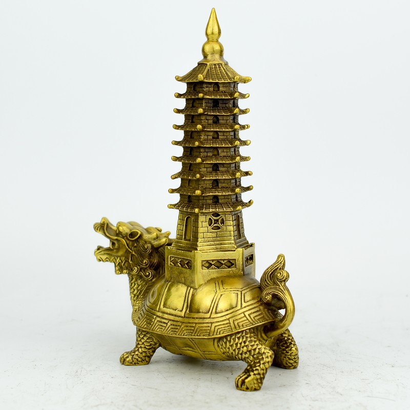 批发纯铜龟葫芦 仿古龙龟背文昌塔 风水家居精工龟宝塔摆件