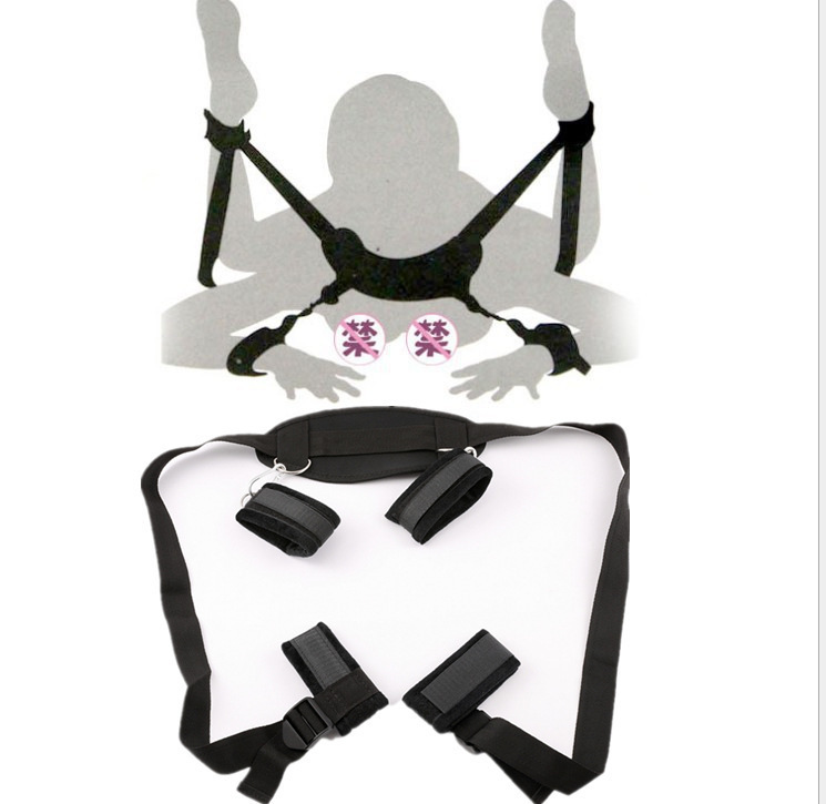 成人情趣用品分腿带性玩具140克束缚张腿捆绑带皮革毛绒手脚铐