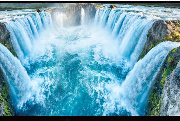 超高清瀑布客厅厨房3d地板壁画瓷砖立体画地贴nlo-f064