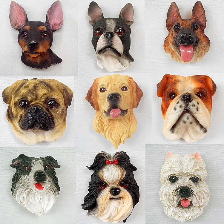 跨境货源26名犬狗头磁吸冰箱贴小狗宠物模型装饰品 个性工艺品