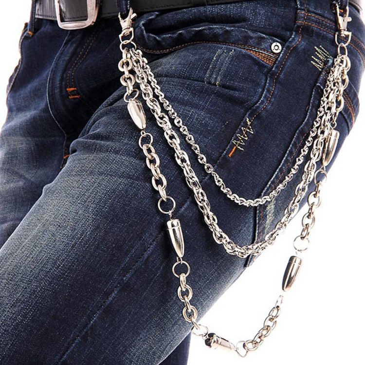 欧美风男士朋克嘻哈摇滚金属裤链腰链夜店发型师歌手挂链演出配饰