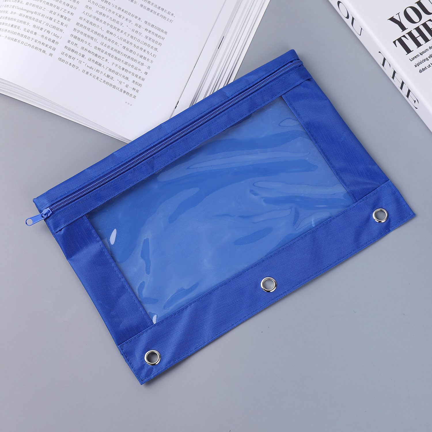 Three-Hole File Bag Pencil Case Oxford Cloth Air Hole Loose-Leaf Binder Office B5 Stationery Case Large Capacity Pencil Case Buggy Bag