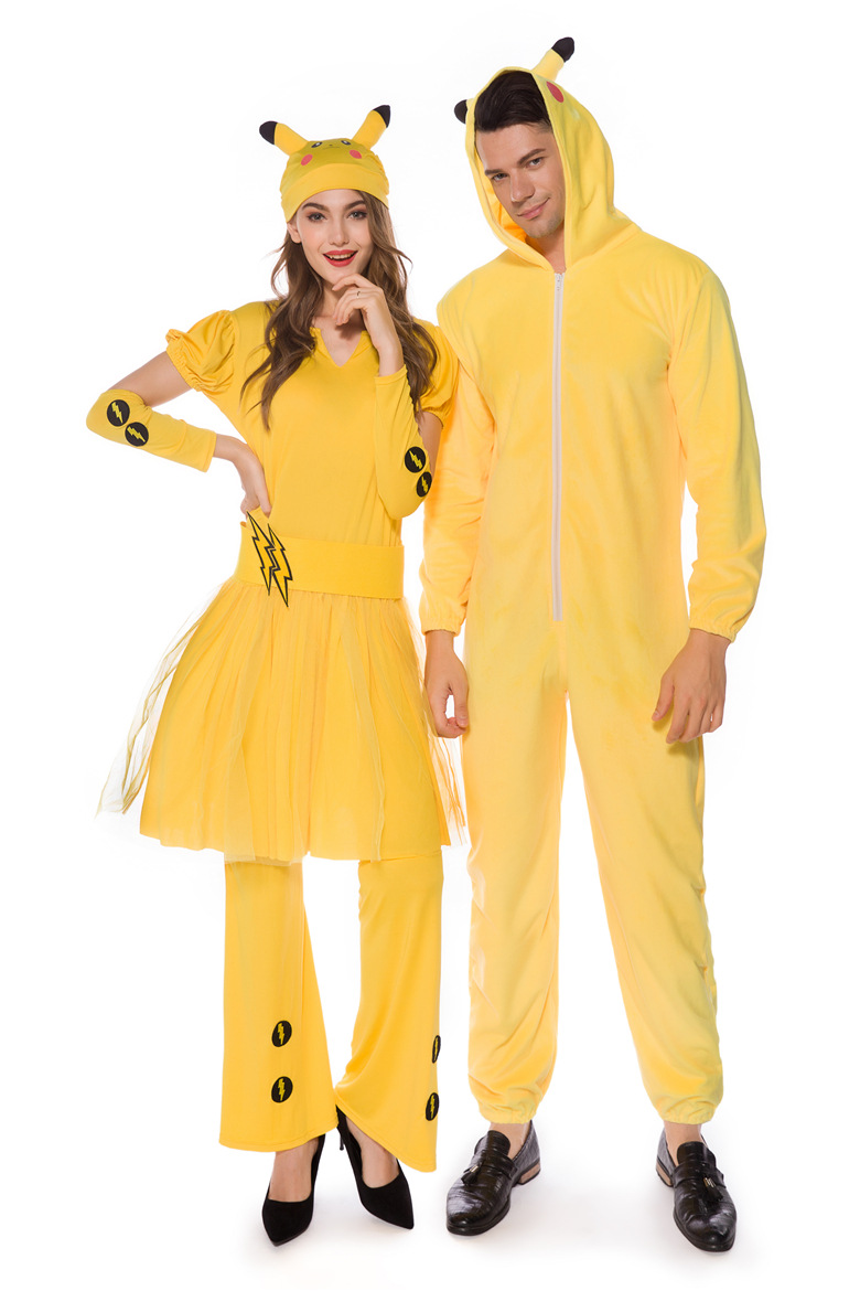 2019年新款黄色老鼠比卡丘动漫服装角色扮演比卡丘男女情侣服装