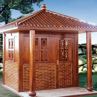 厂家直销户外仿古木屋别墅定制 碳化木庭院公园景观山庄农庄工程