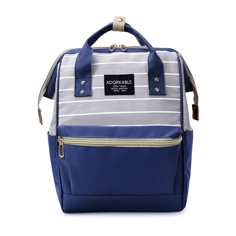 Striped Backpack Women's Korean-Style Contrast Color Middle School Student Schoolbag Large Capacity Waterproof Mummy Bag Running Away from Home Backpack