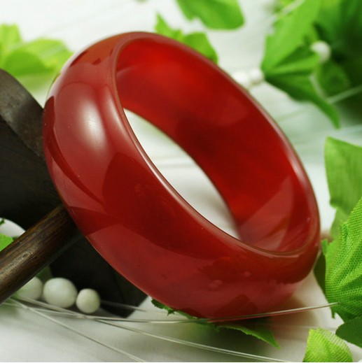 巴西红绿玛瑙手镯加宽加厚玉镯玉髓手环女款玉石镯子玉器批发