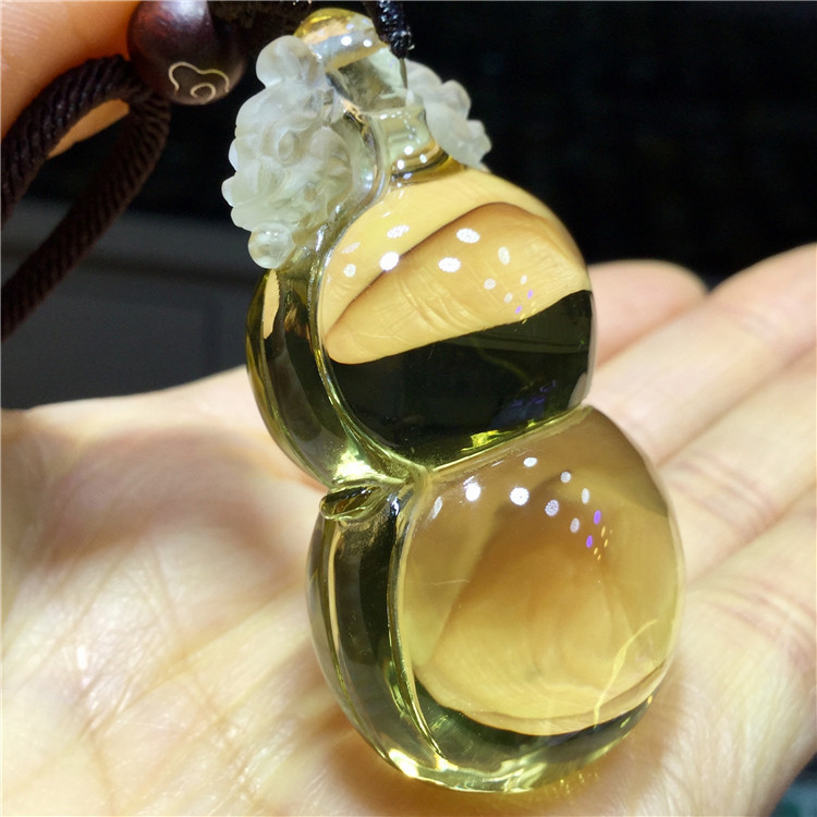 东海水晶天然黄水晶双貔貅葫芦福禄双全吊坠