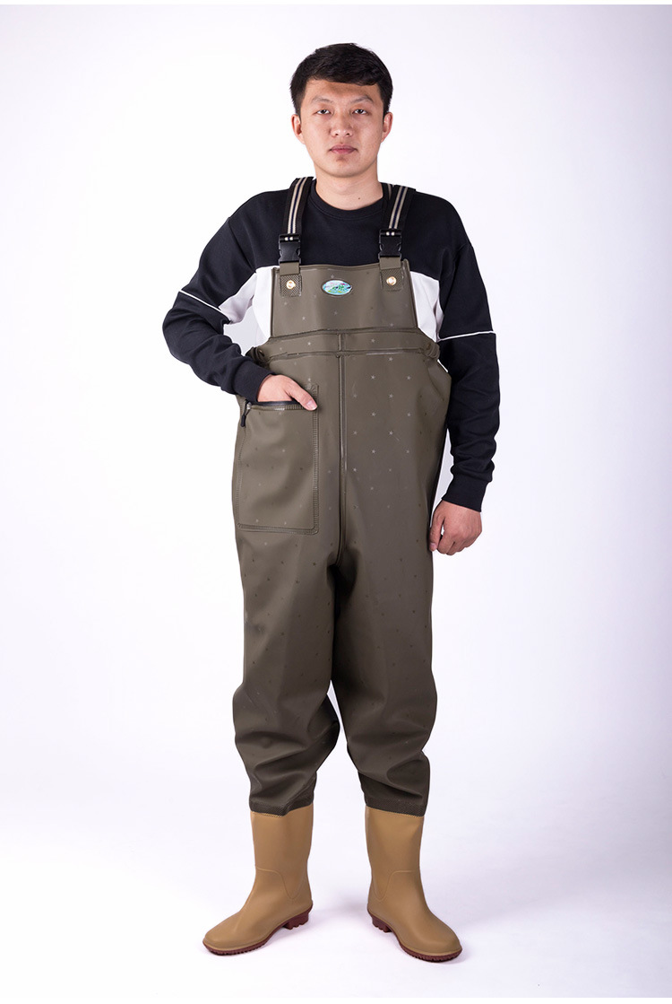 下水裤连体钓鱼裤防水衣服一体水鞋裤皮叉捕鱼钓鱼渔裤背带涉水裤