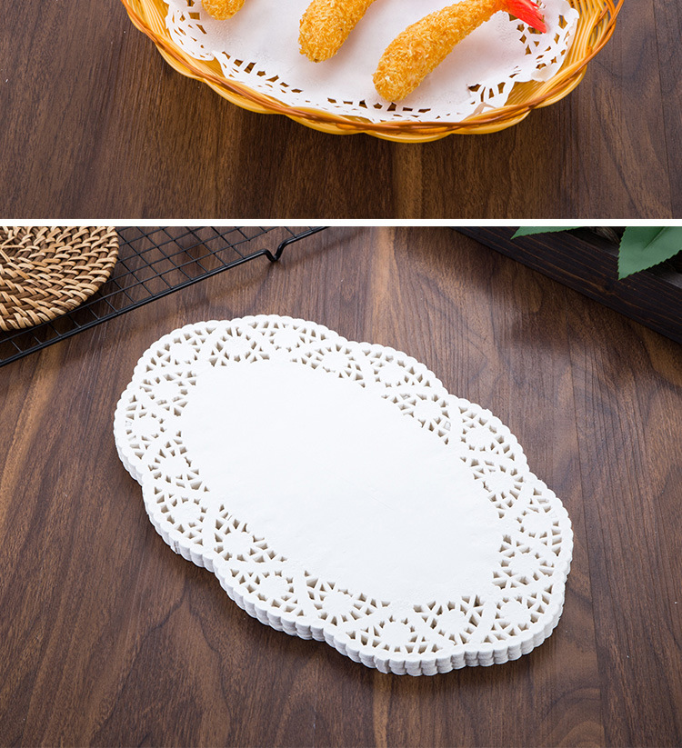 花底纸花边纸垫油炸圆形椭圆形垫纸蛋糕纸烘焙纸吸油通花纸150张