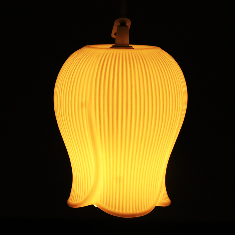 北欧现代简约陶瓷工艺品白瓷工艺品吊灯灯罩配件可透光陶瓷灯罩