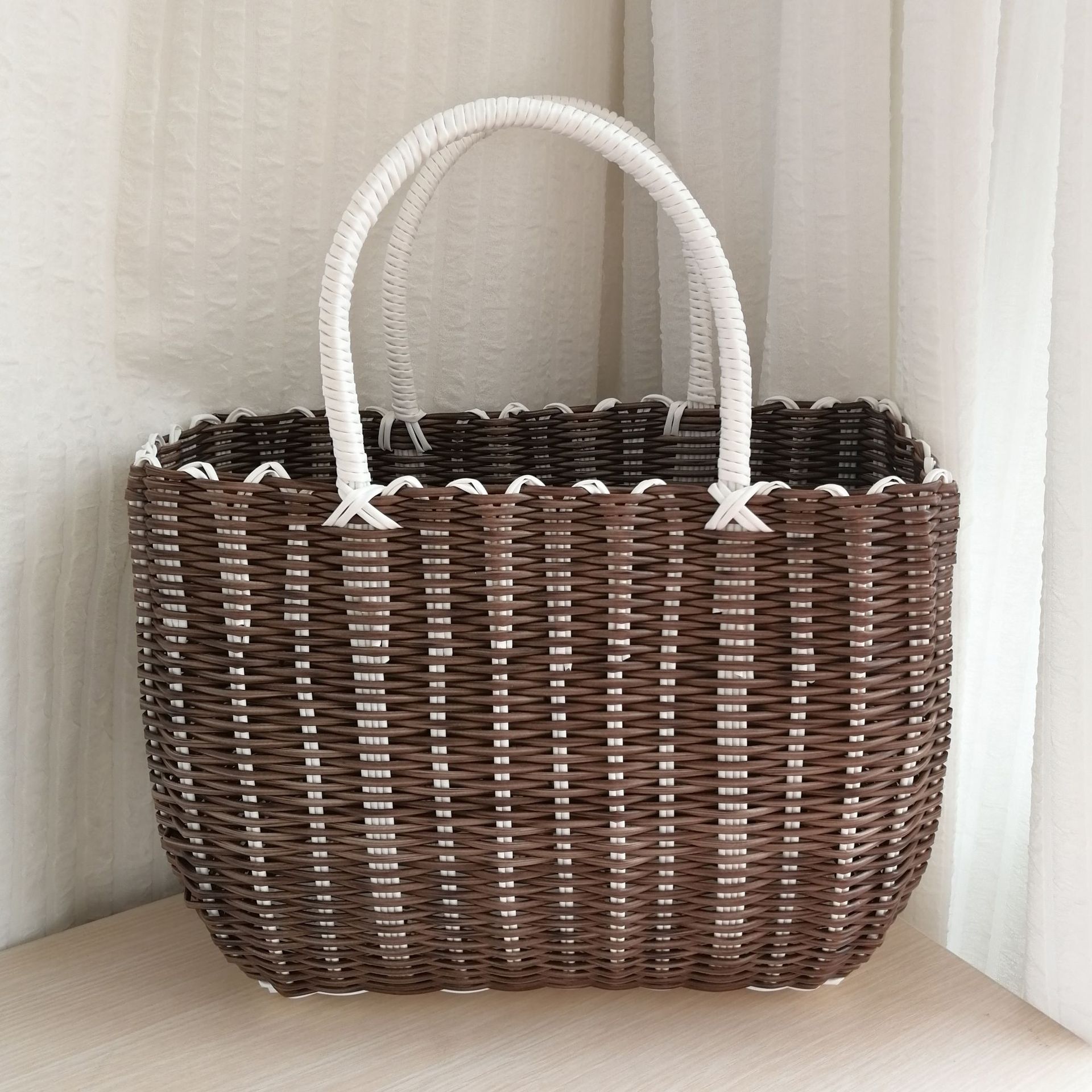 塑料编织手提收纳篮购物礼品篮筐大号菜篮子批发代发洗澡篮买菜筐