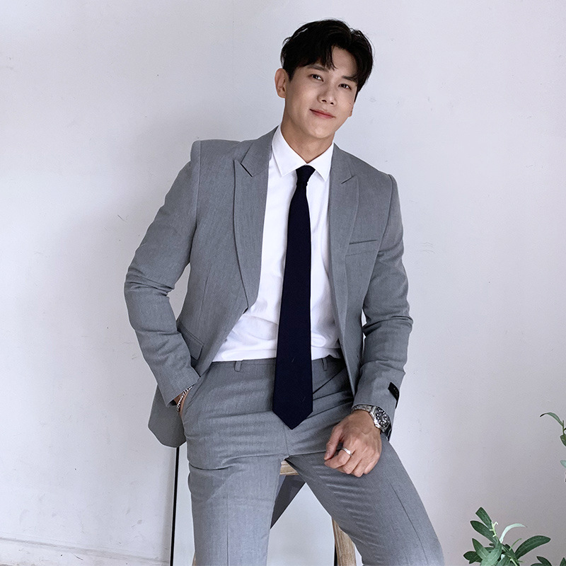 韩国东大门韩版西服男套装修身休闲外套上衣潮流小西装两件套帅气