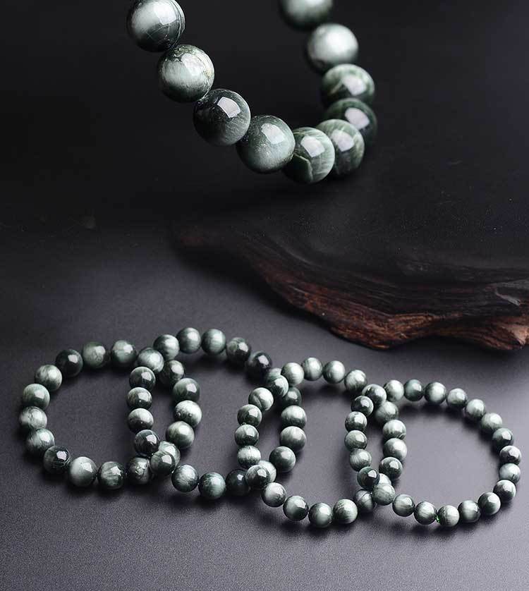 厂供 天然水晶绿鹰眼石手链8-14mm阳起石手串保健招财旺男女饰品