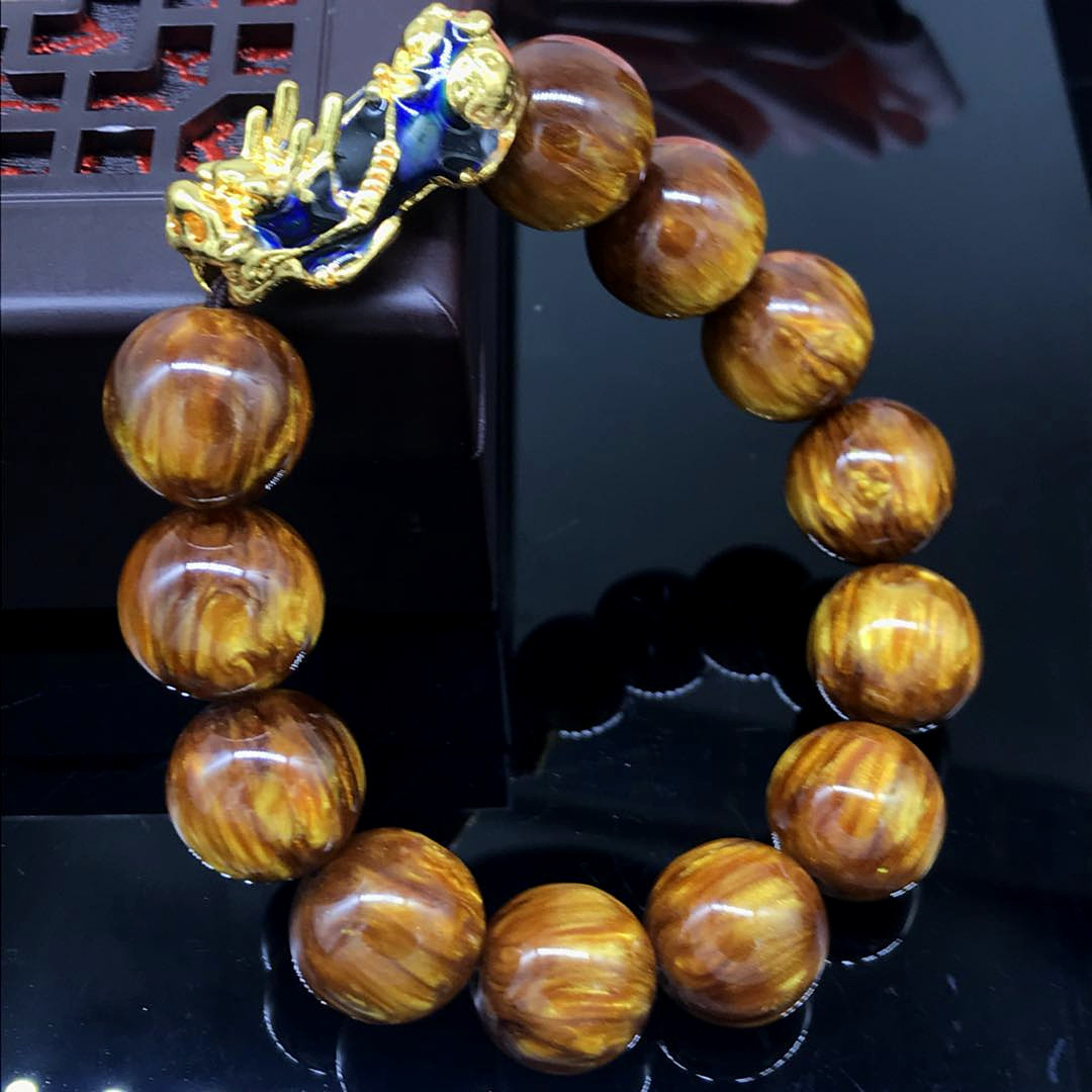 厂家批发粉压金丝海柳佛珠手串感温变色貔貅手链新款海柳手链
