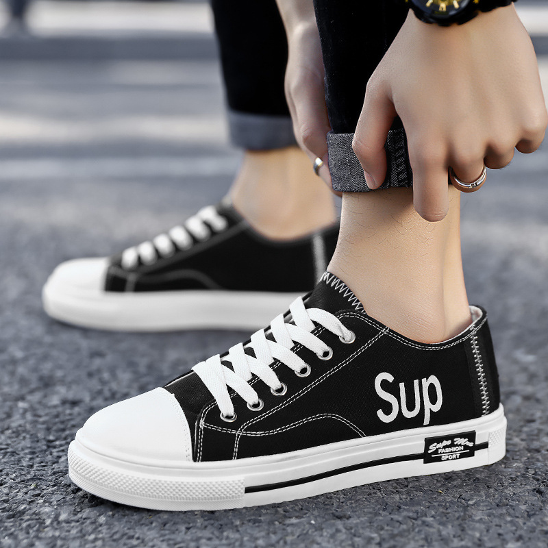 布鞋潮13男孩14大童百搭12黑色帆布板鞋小学生休闲韩版男童鞋15岁