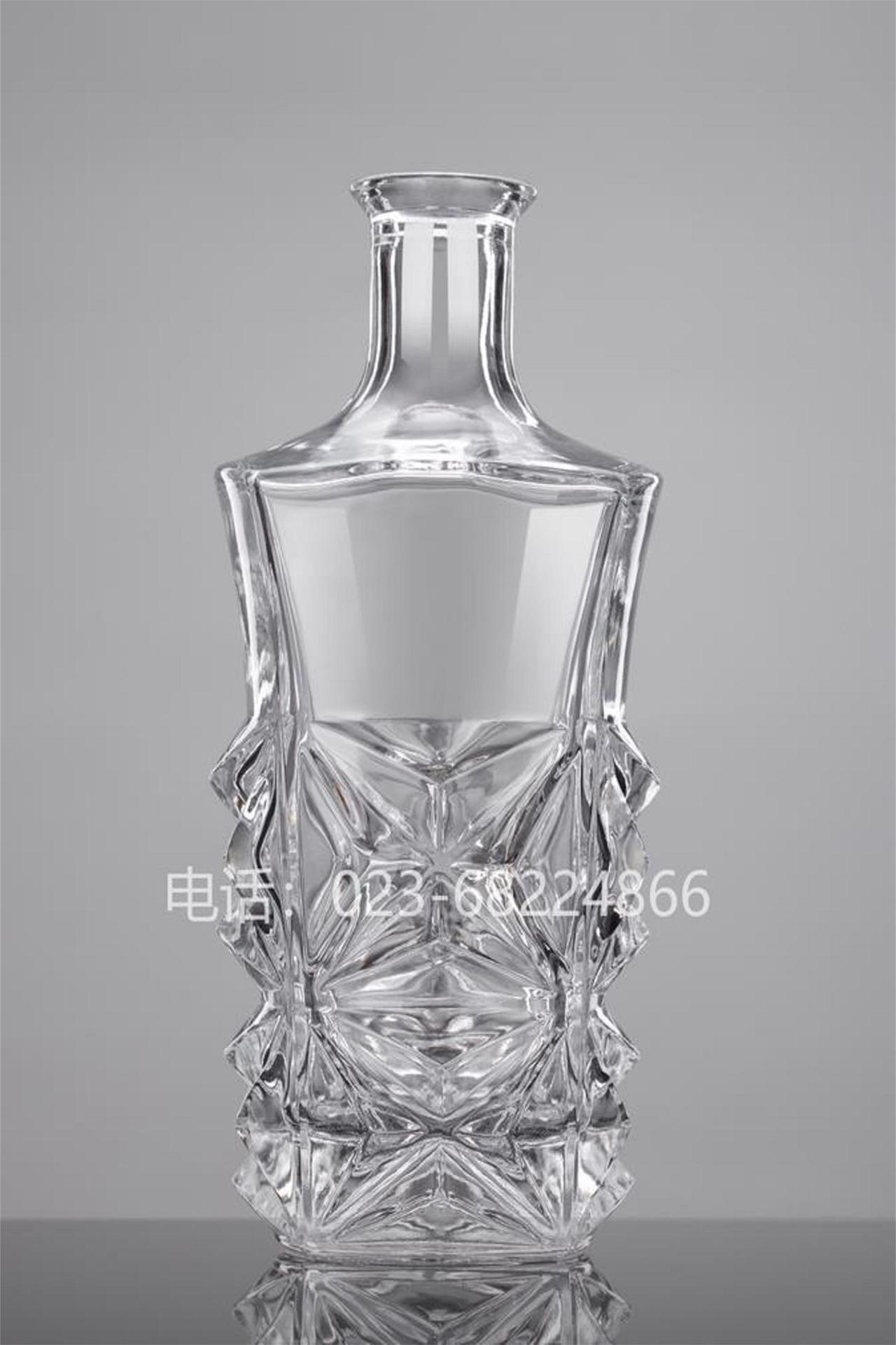 恒晶新品HJ-Y049洋酒瓶1000ml晶白料玻璃酒瓶