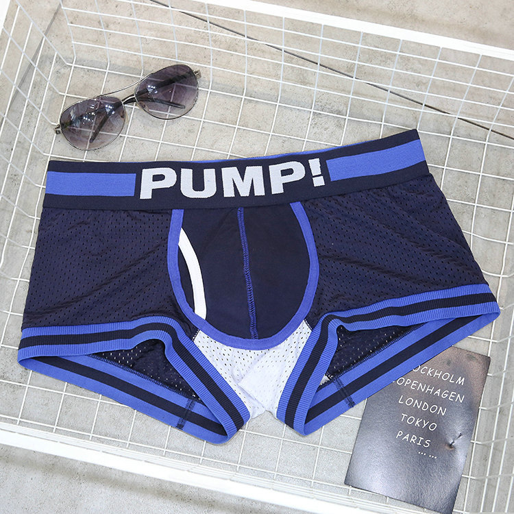 一件起批 pump!炫彩男士网孔布平角运动内裤 q弹透气速干不沾身