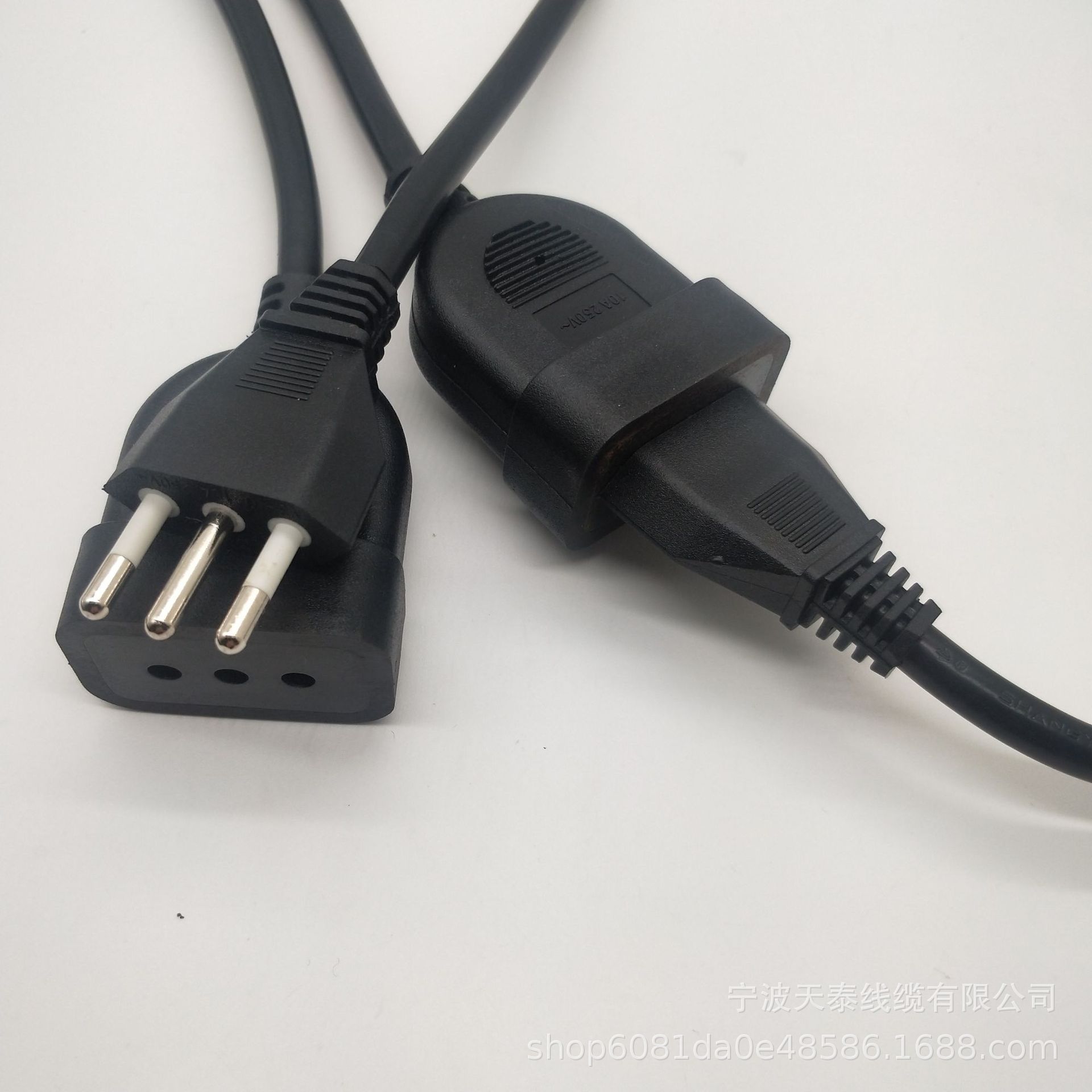 厂家直销智利插头电源线意大利插头电源线智利插头对插3*0.75平方