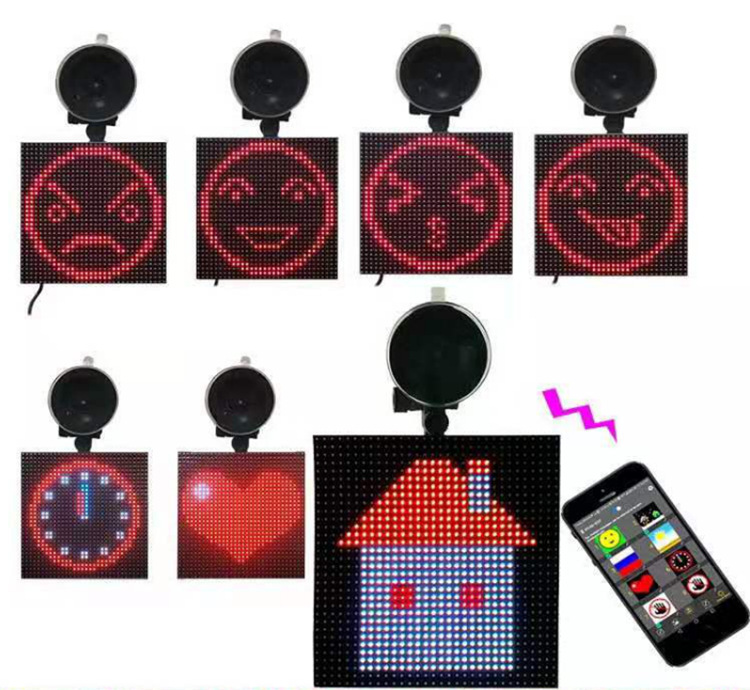 led后窗车载屏表情包小汽车用广告手机wifi控制p3笑脸屏led显示屏