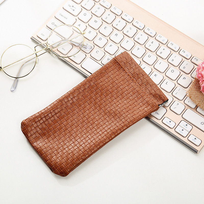Factory Customized Woven Grid Glasses Bag Function Storage Bag Portable out Cosmetic Bag One Piece Dropshipping