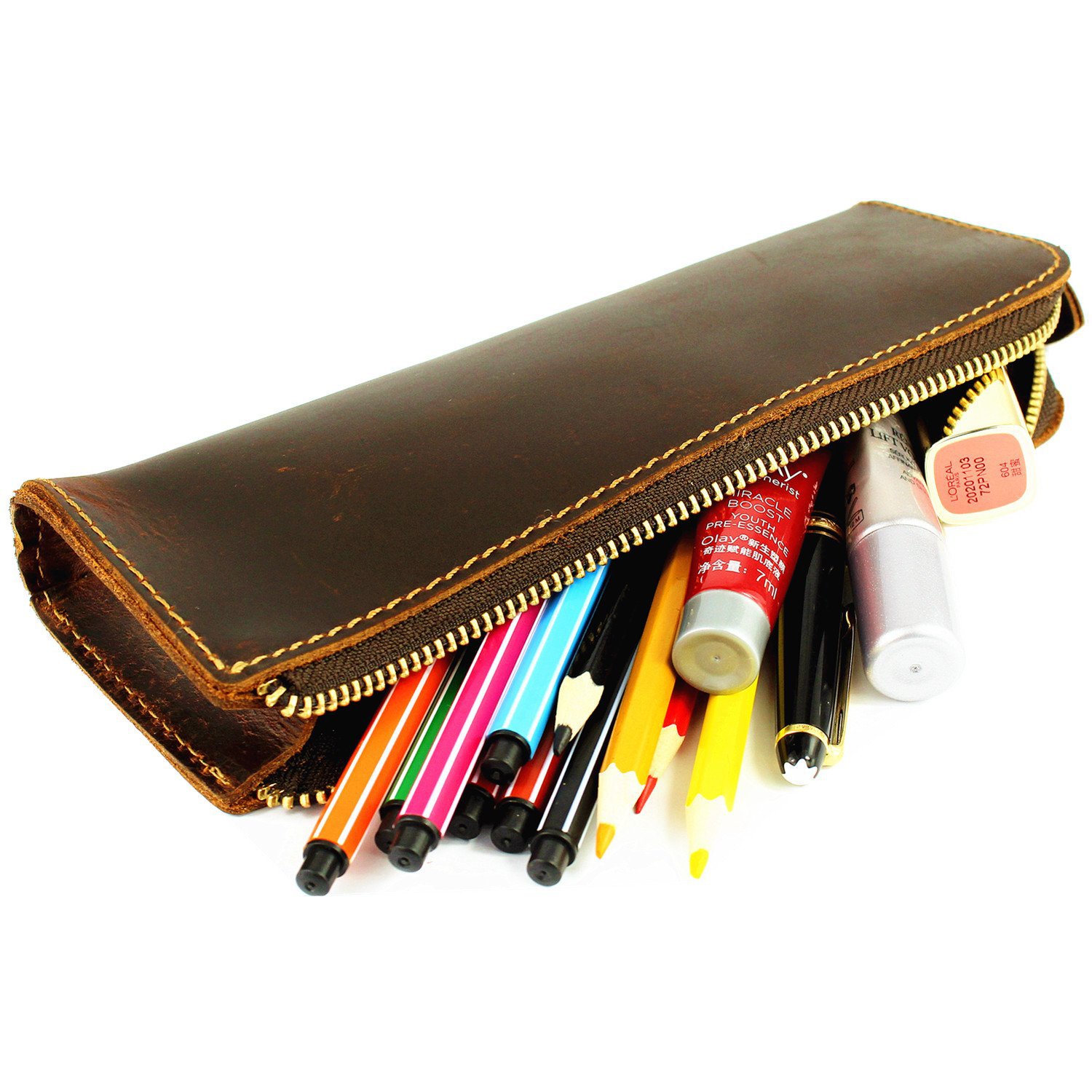 笔套皮纯手工线缝头层牛皮疯马皮钢笔套 真皮钢笔收纳可制作-阿里巴巴