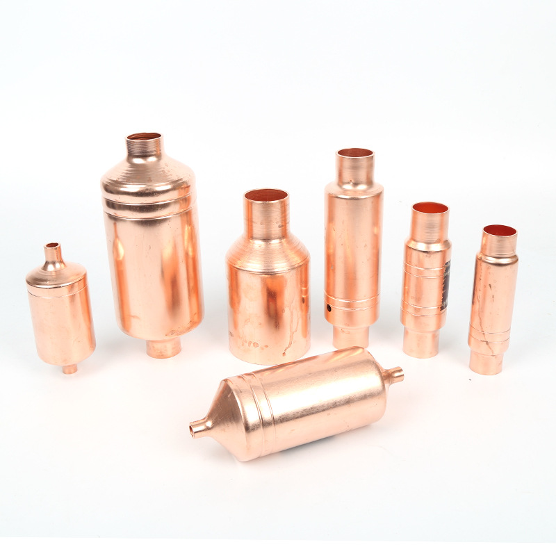 家用冰箱空调通用储液筒 两端缩口配管紫铜管件