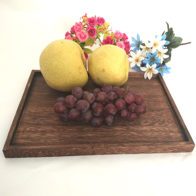 Tray Paulownia Color Burning Tray Wooden Tea Tray Rectangular Wooden Hotel Tray Fruit Tray Beauty Tray