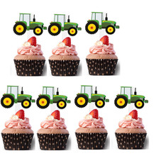 挖土机蛋糕插工程车交通运输主题蛋糕插牌插旗派对生日蛋糕装饰