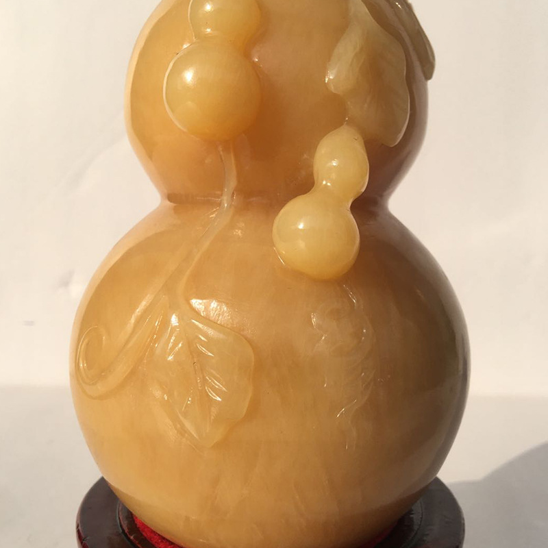 天然米黄玉松香玉葫芦摆件一夜福禄家居办公室玉器工艺礼批发