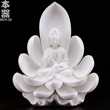 本器德化白瓷雕塑禅意工艺品家居装饰收藏摆件莲心观世音菩萨佛像