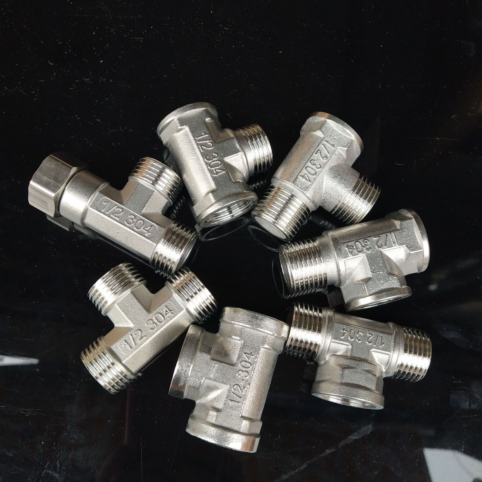 4分不锈钢三通接头活接三通内外内三通外丝三通304三通外外内三通