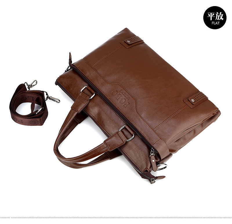 新品保罗男包横款手提商务出差公文包单肩斜挎polo包男士包包皮包