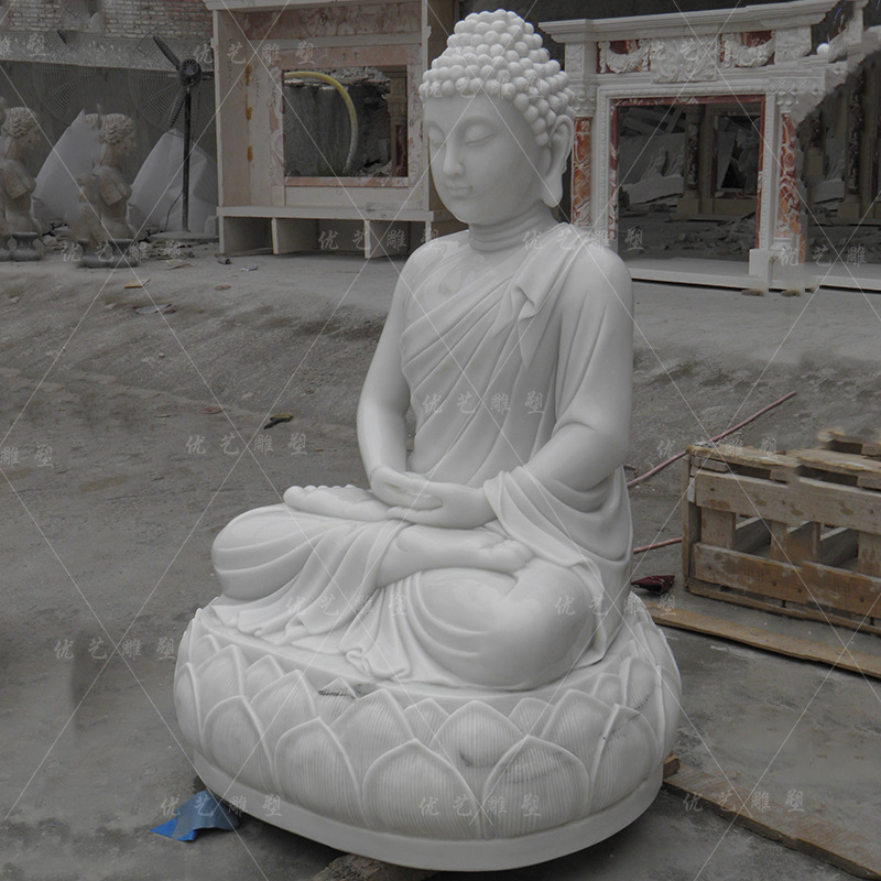 工厂直销大理石佛像坐像天然石材宗教汉白玉石材如来佛全身像定制