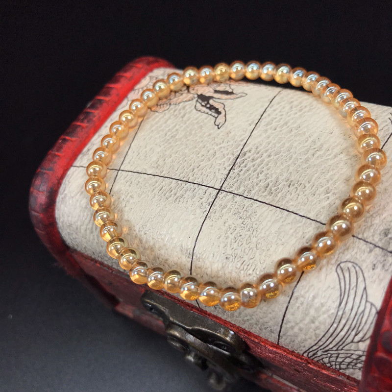 热卖 香槟色玻璃珠手链仿皓石水晶保色佛珠手串网店小礼品批发