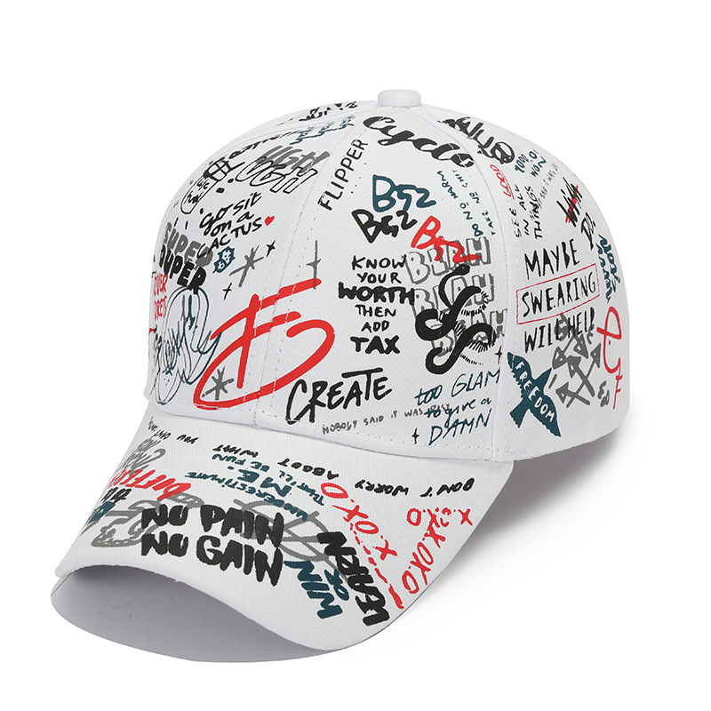 Spring New Personalized Graffiti Peaked Cap Korean Fashion Couple Peaked Cap Outdoor Sun Hat Factory Wholesale