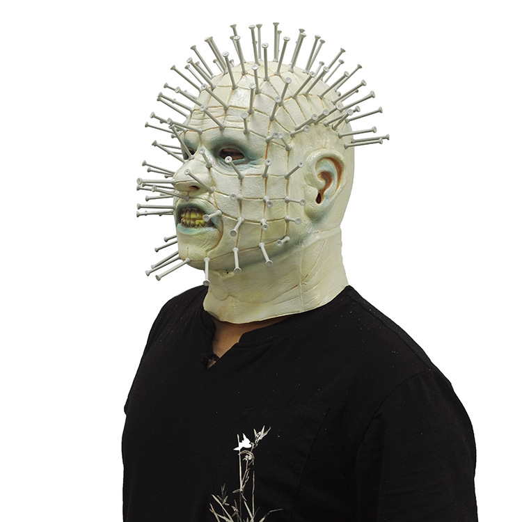 创意款万圣节乳胶头套面具 搞怪头套钉子鬼头套 节日派对面具