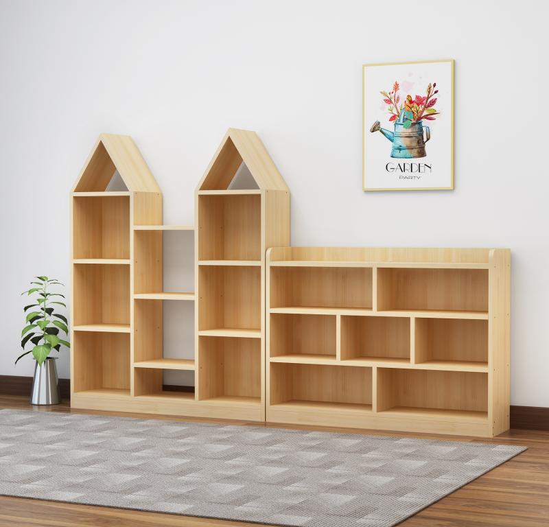 学校儿童书架宝宝书柜简易实木组合学生家用落地格子幼儿园置物架