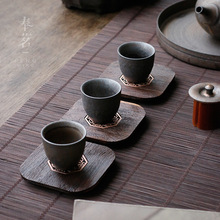 黑檀合金杯垫 茶道创意茶托木质隔热杯垫家用茶碟功夫茶垫茶艺垫