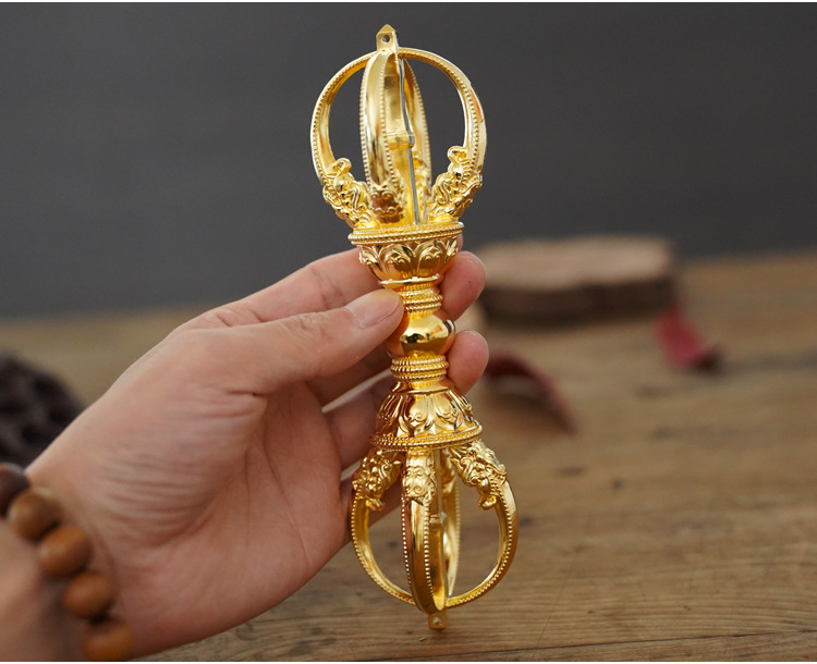 纯铜镀金五股金刚杵降魔杵藏传佛教用品密宗法器供奉修行大号摆件