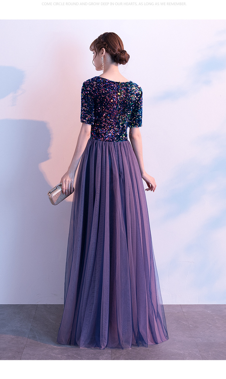 宴会晚礼服女2020秋冬新款气质高贵亮片年会长款大合唱演出服长裙