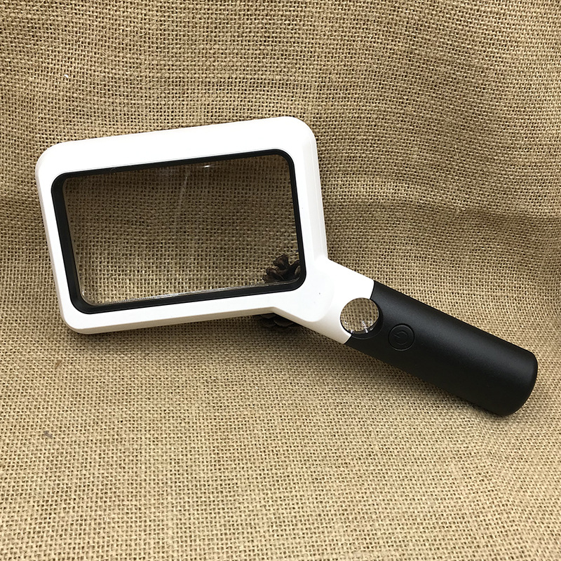 cob灯2倍20倍放大高清亚克力方镜片手持带灯阅读放大镜10863-21