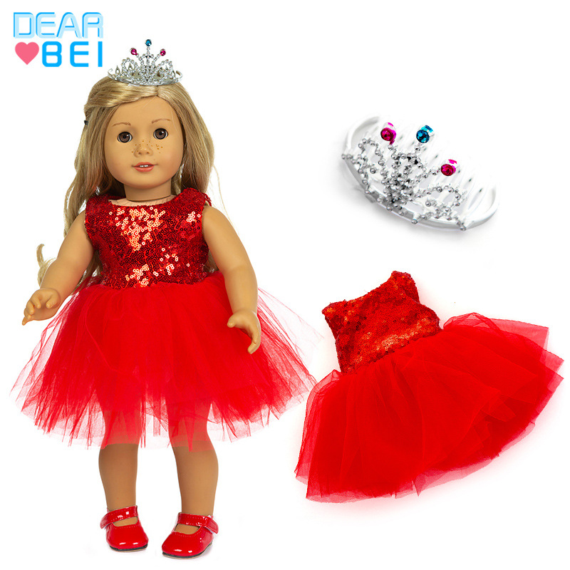 美国女孩娃娃衣服换装玩具洋娃娃衣服亮片纱裙18寸夏芙娃娃连衣裙