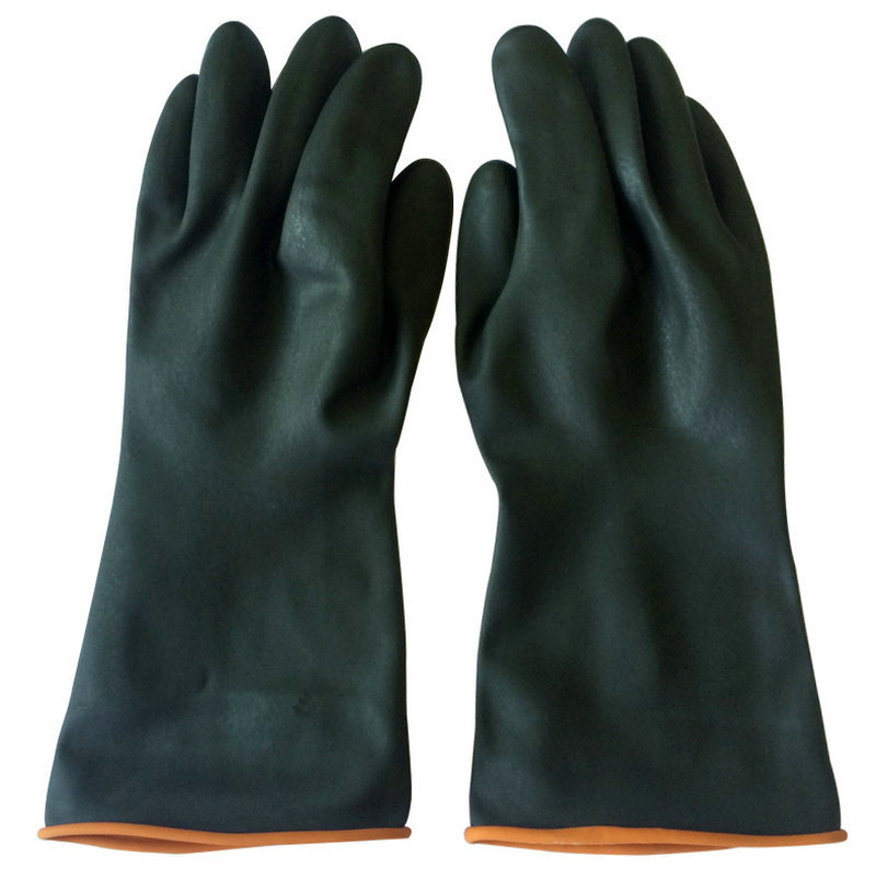 乳胶手套黑色耐油耐酸碱工业黑胶手套长胶手套船厂胶手套