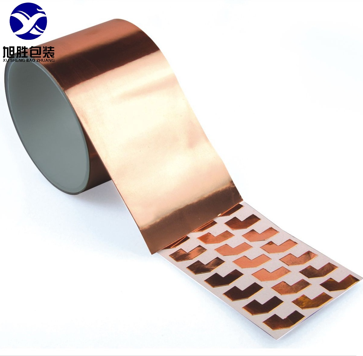 铜色导电胶带双导铜箔胶袋模切导电铜胶带双导屏蔽铜箔胶粘带