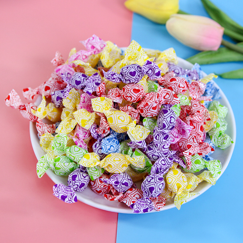 典趣2500克千纸鹤糖果七彩多彩糖水果硬糖条纹磨砂散装糖批发