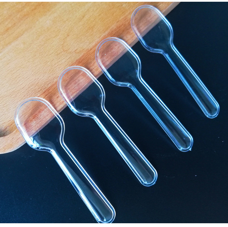 一次性小勺子透明甜品试吃勺冰淇淋布丁勺加厚塑料品尝勺7.5cm