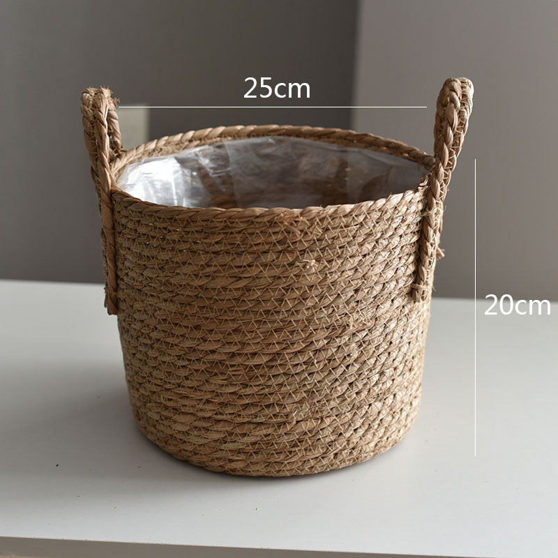 Nordic Extra Large Straw Woven Flowerpot Extra Large Bonsai Greenery Flower Basket Plant Basket Woven Floor Indoor Bonsai