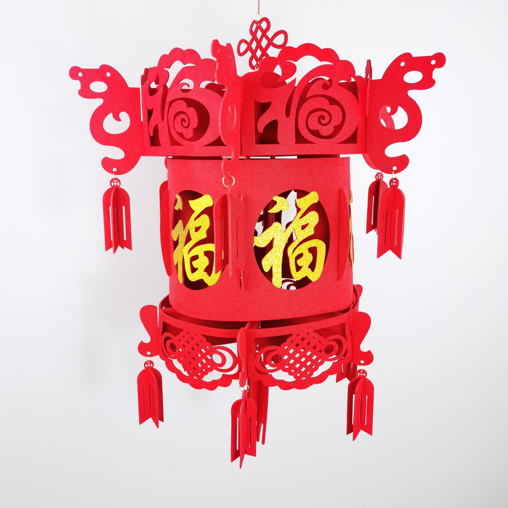 新年新款毛毡春节挂件宫灯对联绣球春节用品镂空新年装饰灯笼挂饰
