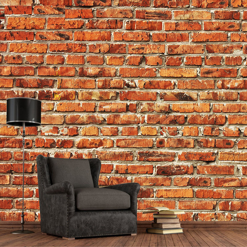 墙纸茶楼餐厅网咖酒吧酒楼店复古怀旧红砖纹背景墙工装大型壁画